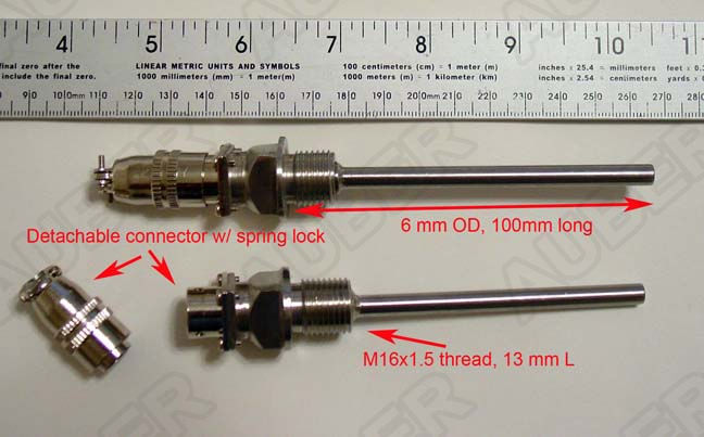 Liquid tight RTD sensor, 4� probe, Metric thread